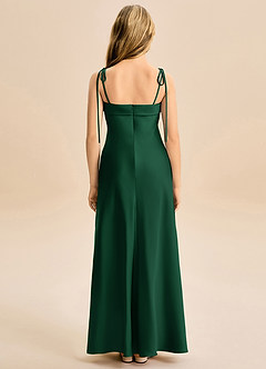 Azazie Willa Junior Dark Green A-Line Bow Stretch Satin Dress image6