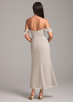 Azazie Saige Bridesmaid Dresses Frost Sheath Off the Shoulder Chiffon Convertible Dress image5