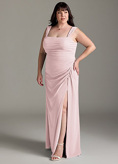 Azazie Jesaphine Bridesmaid Dresses Blushing Pink Sheath Bow Chiffon Dress image11