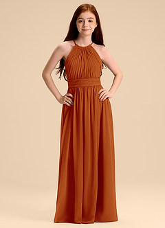 Azazie Malone Junior Paprika A-Line Pleated Chiffon Dress image7