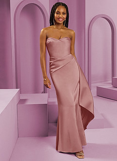 Barbie ♥ Azazie Bridesmaid Dresses Dusty Rose Sheath Strapless Stretch Satin Convertible Dress image1