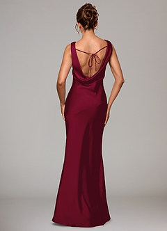 Azazie Rylina Bridesmaid Dresses Burgundy Mermaid Stretch Satin Dress image5