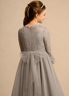 Azazie Lamb Girl vestidos de niña de las flores Vestido de Gris Pardo de Encaje de Princesa image6