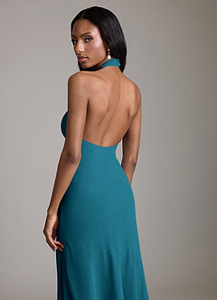 Azazie Lorena Bridesmaid Dresses Ink Blue Mermaid Pleated Chiffon Dress image6