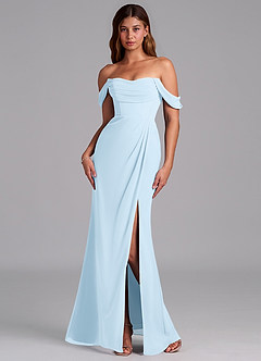 Azazie Johana Bridesmaid Dresses Sky Blue Mermaid Off the Shoulder Chiffon Convertible Dress image7