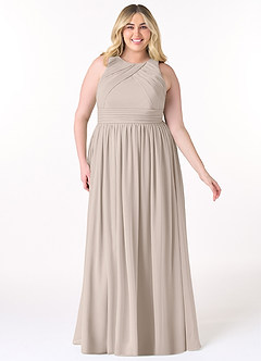 Azazie Harper Robes de demoiselle d'honneur Robe Trapèze en Mousseline de soie Plissée Givre image6