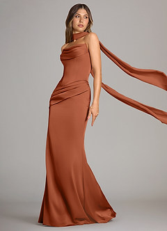 Azazie Sorrel Bridesmaid Dresses Cedar Rose Mermaid Strapless Stretch Satin Convertible Dress image4