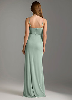 Azazie Maci Bridesmaid Dresses Agave Sheath Pleated Mesh Dress image2