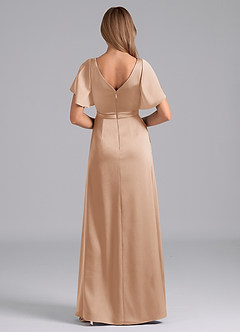 Azazie Ambrosia Bridesmaid Dresses English Rose A-Line Pleated Stretch Satin Dress image3