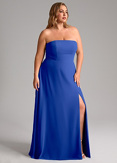 Azazie Wren Bridesmaid Dresses Royal Blue A-Line Side Slit Chiffon Convertible Dress image12