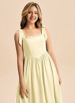 Azazie Delia Junior Abito A-Line in Chiffon Fiocco Sorbetto Al Limone image2