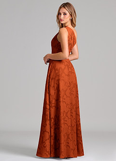 Azazie Phaedra Bridesmaid Dresses Paprika A-Line One Shoulder Floral Burnout Dress image2