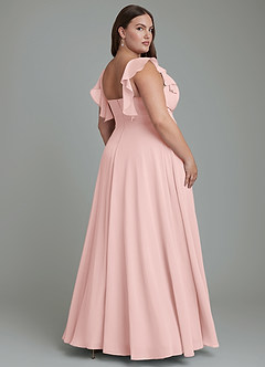 Azazie Leilani Bridesmaid Dresses Powder Pink A-Line Pleated Chiffon Dress image7