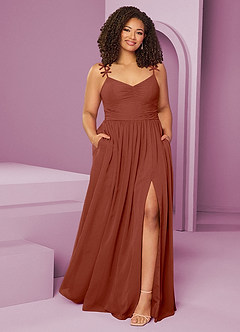Barbie ♥ Azazie Bridesmaid Dresses Auburn A-Line Pleated Chiffon Dress image8