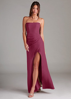 Azazie Leonis Jurken voor bruidsmeisjes Converteerbaar Jurk van Chiffon met Kolom Strapless Moerbei image7