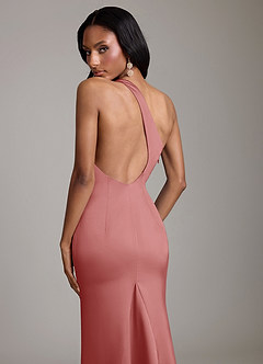 Azazie Voni Bridesmaid Dresses Antique Rose Mermaid One Shoulder Stretch Satin Dress image4