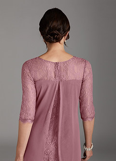 Azazie Flo Mother of the Bride Dresses Vintage Mauve A-Line Lace Chiffon Dress image5