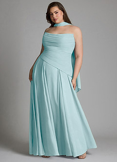 Azazie Gabriela Brautjungfernkleider A-Linie Korsett Chiffon Kleid Seegrün image13