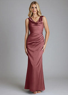 Azazie Tallie Bridesmaid Dresses Amethyst Mermaid Pleated Stretch Satin Dress image9