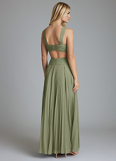 Azazie Hosanna Vestidos de madrinha de casamento Vestido Pistache de Chiffon de Linha A com Plissado image3