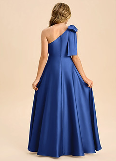 Azazie Penguin Junior Abito A-Line in Raso Elasticizzato Fiocco Blu Reale image2