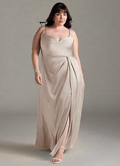 Azazie Brielle Bridesmaid Dresses Frost A-Line Cowl Spaghetti Straps Stretch Satin Dress image8