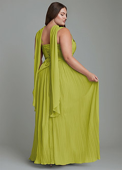 Azazie Stephanie Bridesmaid Dresses Lemongrass A-Line Pleated Stretch Satin Dress image16