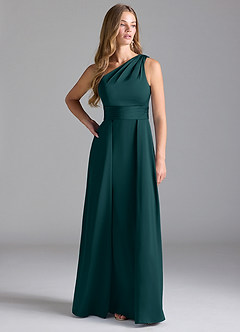 Azazie Dallas Bridesmaid Dresses Pine A-Line One Shoulder Stretch Satin Dress image2