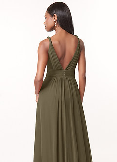 Azazie Maren Abiti da Damigella Abito A-Line in Chiffon Plissettato Willow Green image5