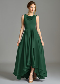 Azazie Wonderland Bridesmaid Dresses Dark Green A-Line Pleated Chiffon Dress image4
