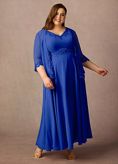 Azazie Devana Mother of the Bride Dresses Royal Blue A-Line Sequins Chiffon Dress image9