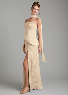 Azazie Tierney Bridesmaid Dresses Champagne A-Line Strapless Chiffon Convertible Dress image8