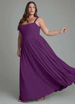 Azazie Shaude Bridesmaid Dresses Grape A-Line Pleated Chiffon Dress image10