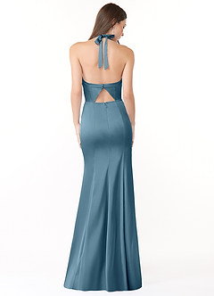 Azazie Emeria Bridesmaid Dresses Bermuda Mermaid Pleated Stretch Satin Dress image2