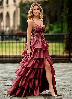 Jasmunya Borgogna Abito da ballo in organza image4