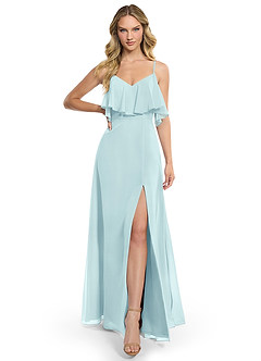 Azazie Jean Bridesmaid Dresses Sea Glass A-Line Chiffon Convertible Dress image1