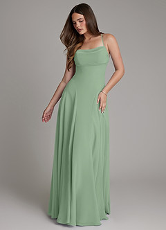 Azazie Irelia Vestidos de damas de honor Vestido de Matcha de Gasa de Línea A con Escote de Corazón image1