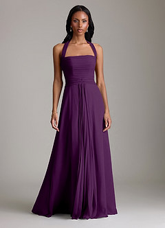 Azazie Clarisa Bridesmaid Dresses Grape A-Line Pleated Chiffon Dress image5