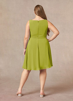 Azazie Shirley Mother of the Bride Dresses Lemongrass A-Line Scoop Pleated Chiffon Dress image12