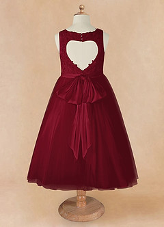 Azazie Calla Flower Girl Dresses Burgundy Ball-Gown Lace Tulle Dress image8