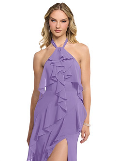 Azazie Velma Bridesmaid Dresses Tahiti A-Line Side Slit Chiffon Dress image4