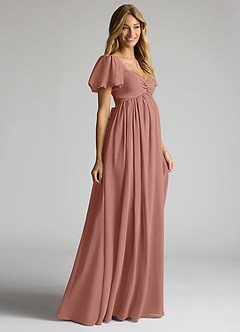 Azazie Madisynn Brautjungfernkleider für Schwangere Schleifen Chiffon Bodenlänge Kleid image3
