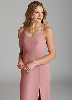 Azazie Becca Junior Robe Sirène en Mousseline de soie Rose Poussiéreuse image3