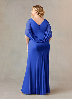 Azazie Belladonna Mother of the Bride Dresses Royal Blue Mermaid Scoop Pleated Mesh Dress image9
