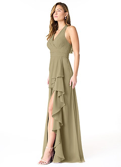 Azazie Aviv Bridesmaid Dresses Moss Green A-Line Pleated Chiffon Dress image3