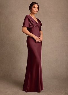 Azazie Dosia Kleider für die Brautmutter Etui Plissee Stretch-Satin Kleid Cabernetrot image2