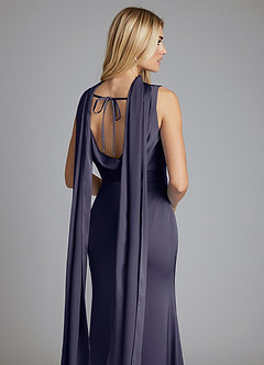 Azazie Tallie Bridesmaid Dresses Stormy Mermaid Pleated Stretch Satin Dress image3