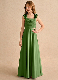 Azazie Rosita Girls Formal Flower Girl Klänningar Klä A-Line i Stretch Satin Plisserad image4