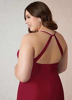 Azazie Becca Bridesmaid Dresses Burgundy Sheath V-Neck Chiffon Dress image11