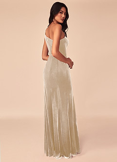 Azazie Kala Final Sale Champagne A-Line One Shoulder Velvet Dress image4